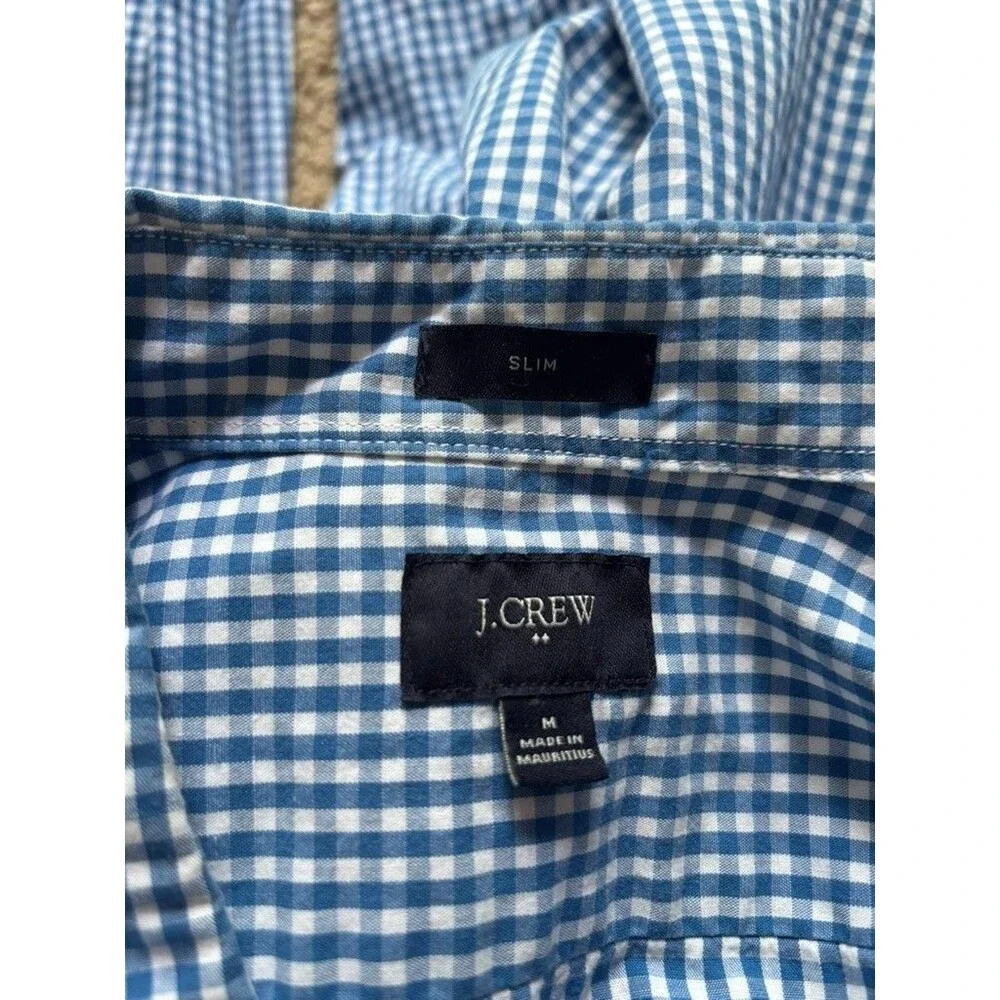 J Crew Button Down Shirt Mens Medium Blue Check Slim Fit